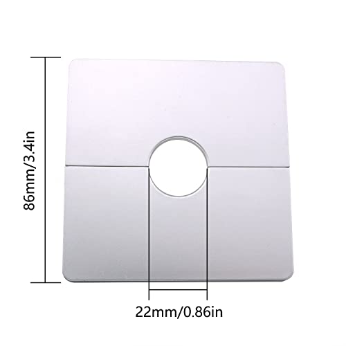 JianLing Wall Split Flange JianLing 2pcs Plastic Square Escutcheon Plates with 0.86" Diameter Hole Wall-mounted Water Pipe Cover Silver Tone Shower Faucet Decorative Cover - Image 2
