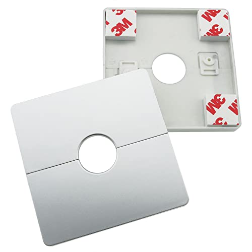 JianLing Wall Split Flange JianLing 2pcs Plastic Square Escutcheon Plates with 0.86" Diameter Hole Wall-mounted Water Pipe Cover Silver Tone Shower Faucet Decorative Cover - Image 3
