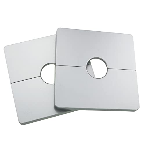 JianLing Wall Split Flange JianLing 2pcs Plastic Square Escutcheon Plates with 0.86" Diameter Hole Wall-mounted Water Pipe Cover Silver Tone Shower Faucet Decorative Cover - Image 1