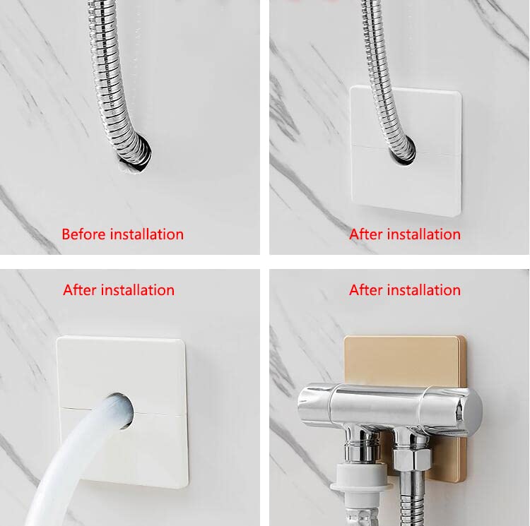 JianLing Wall Split Flange JianLing 2pcs Plastic Square Escutcheon Plates with 0.86" Diameter Hole Wall-mounted Water Pipe Cover Silver Tone Shower Faucet Decorative Cover - Image 5