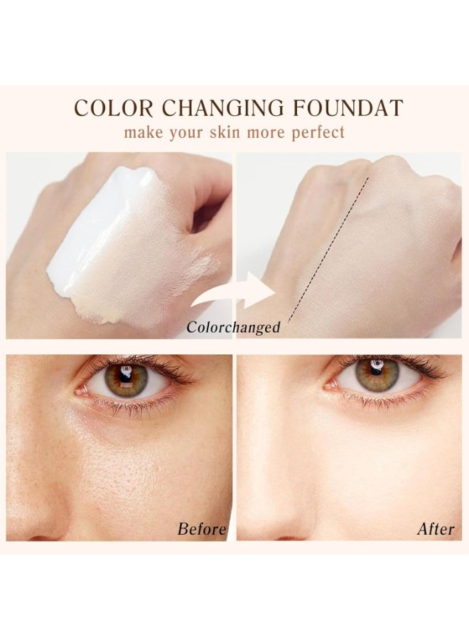 Foundation Colour Changing Foundation for Different Skin Tone, Medium Spectrum 4in1 Foundation with SPF 50 Protection Sunscreen, Longwearing & Waterproof, Full Coverage Concealer, Moisturizing Deep Hydration and Skin Tone Perfecting Skincare - Image 3