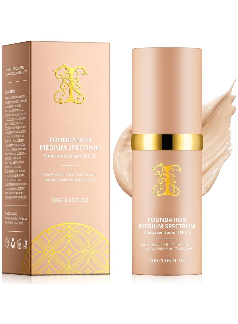 Foundation Colour Changing Foundation for Different Skin Tone, Medium Spectrum 4in1 Foundation with SPF 50 Protection Sunscreen, Longwearing & Waterproof, Full Coverage Concealer, Moisturizing Deep Hydration and Skin Tone Perfecting Skincare - Image 4