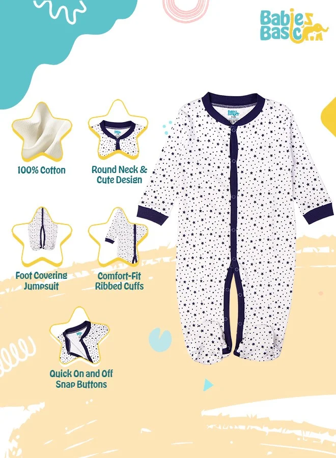 Babies Basic 100% Cotton Printed Long Sleeves Jumpsuit/Romper/Sleepsuit For Babies