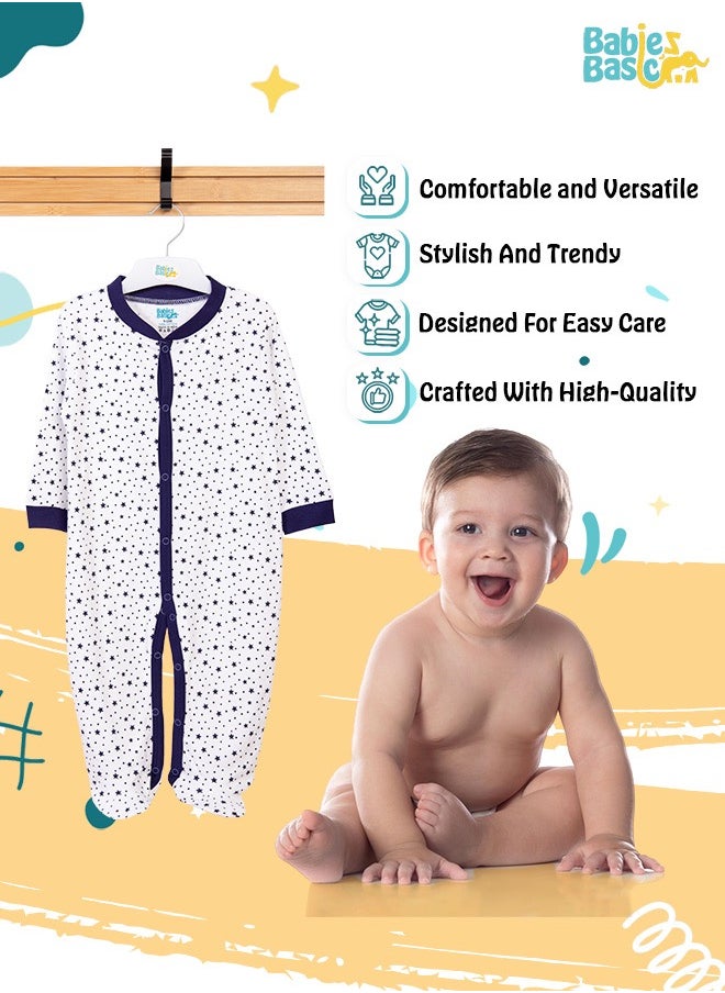 Babies Basic 100% Cotton Printed Long Sleeves Jumpsuit/Romper/Sleepsuit For Babies  - Image 3