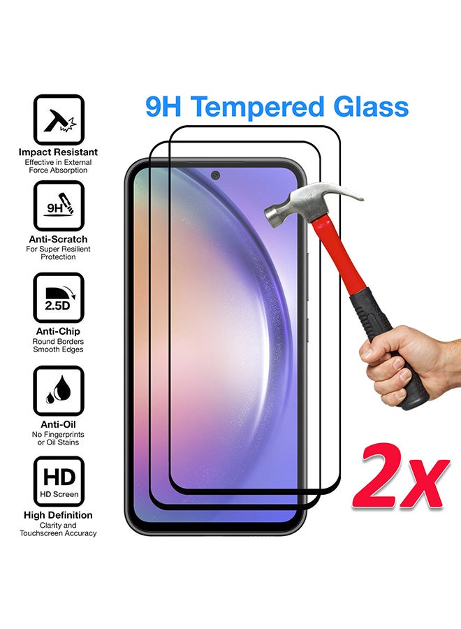 O Ozone [عبوة من قطعتين] واقي شاشة لهاتف Samsung Galaxy A54 5G، صلابة 9H، حماية شاشة كاملة التغطية، واقي شاشة زجاجي مقوى فائق النحافة عالي الدقة - أسود - Image 2