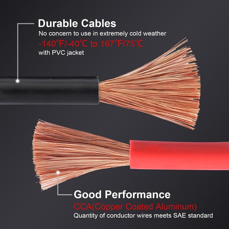 TOPDC 4 Gauge 25 Feet Jumper Cables for Car Battery - Heavy Duty Automotive Booster Cables with Carry Bag - Image 3