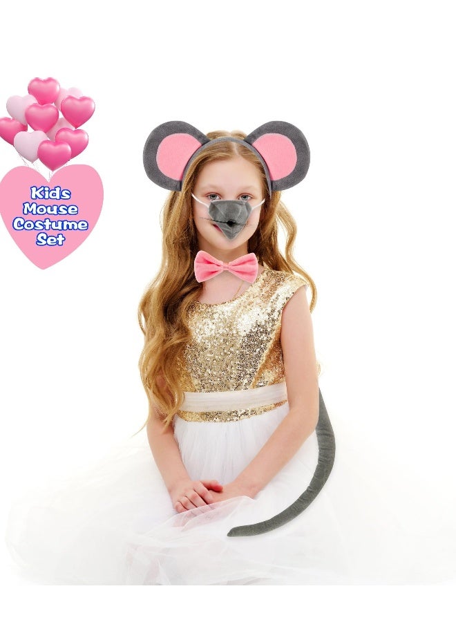 12 Pcs Mouse Costume Set, Mouse Ears Headband Nose Tail Gloves Bow Tie Costume Accessories, Suitable for Cosplay Costume Party Decoration