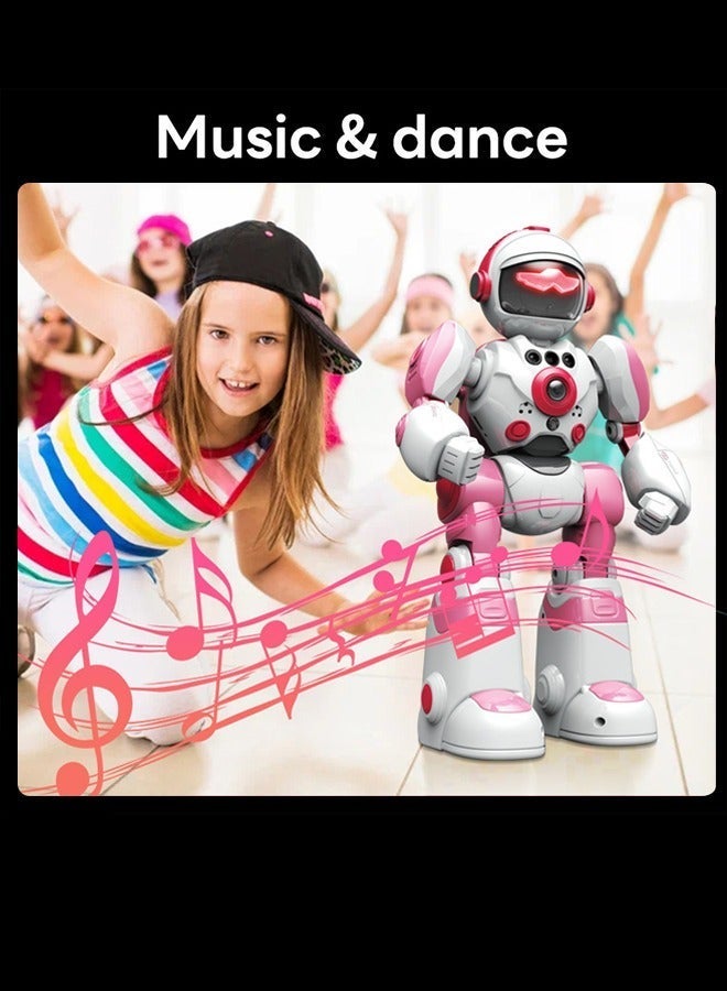 0TO1 TECH RC Robot Toy for Kids - Gesture Sensing u0026 Remote Control, Interactive Walking Singing Dancing Sound Recording, Rechargeable Pink Robot, Best Gift for 3-8 Years Old Boys u0026 Girls - Image 5
