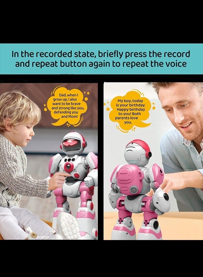 0TO1 TECH RC Robot Toy for Kids - Gesture Sensing u0026 Remote Control, Interactive Walking Singing Dancing Sound Recording, Rechargeable Pink Robot, Best Gift for 3-8 Years Old Boys u0026 Girls - Image 3
