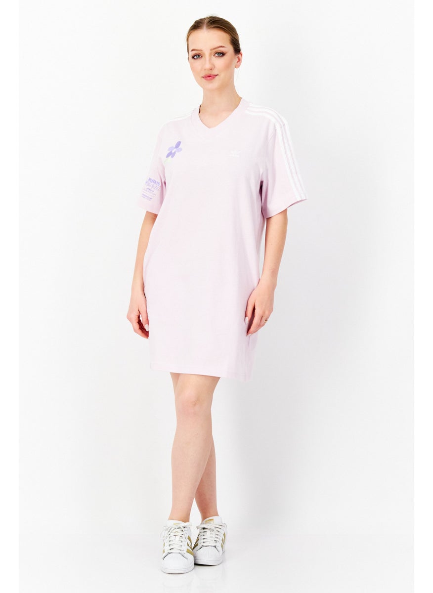 adidas Originals - Women Sportswear Fit Short Sleeve Training T-Shirt Dress, Light Pink - Image 1