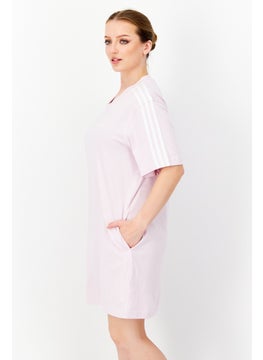adidas Originals Women Sportswear Fit Short Sleeve Training T-Shirt Dress, Light Pink  - Image 3