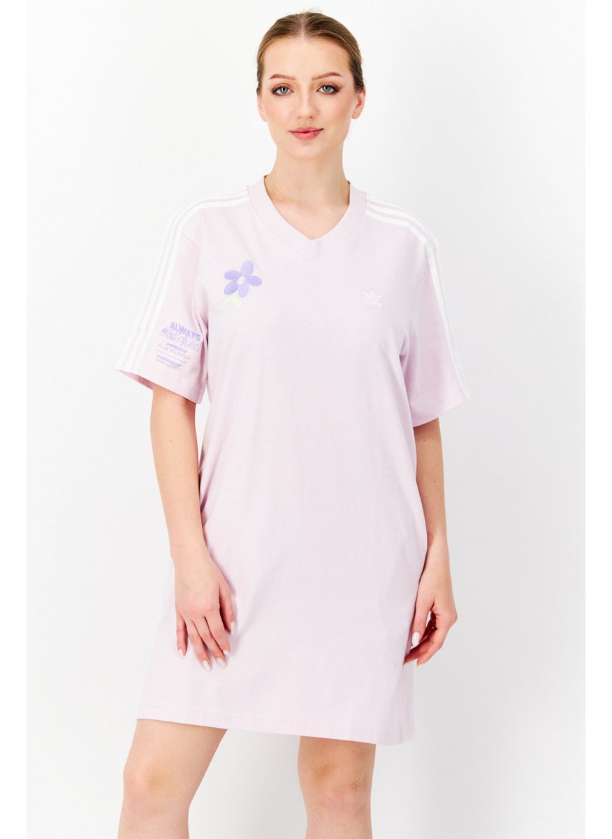 adidas Originals - Women Sportswear Fit Short Sleeve Training T-Shirt Dress, Light Pink - Image 1