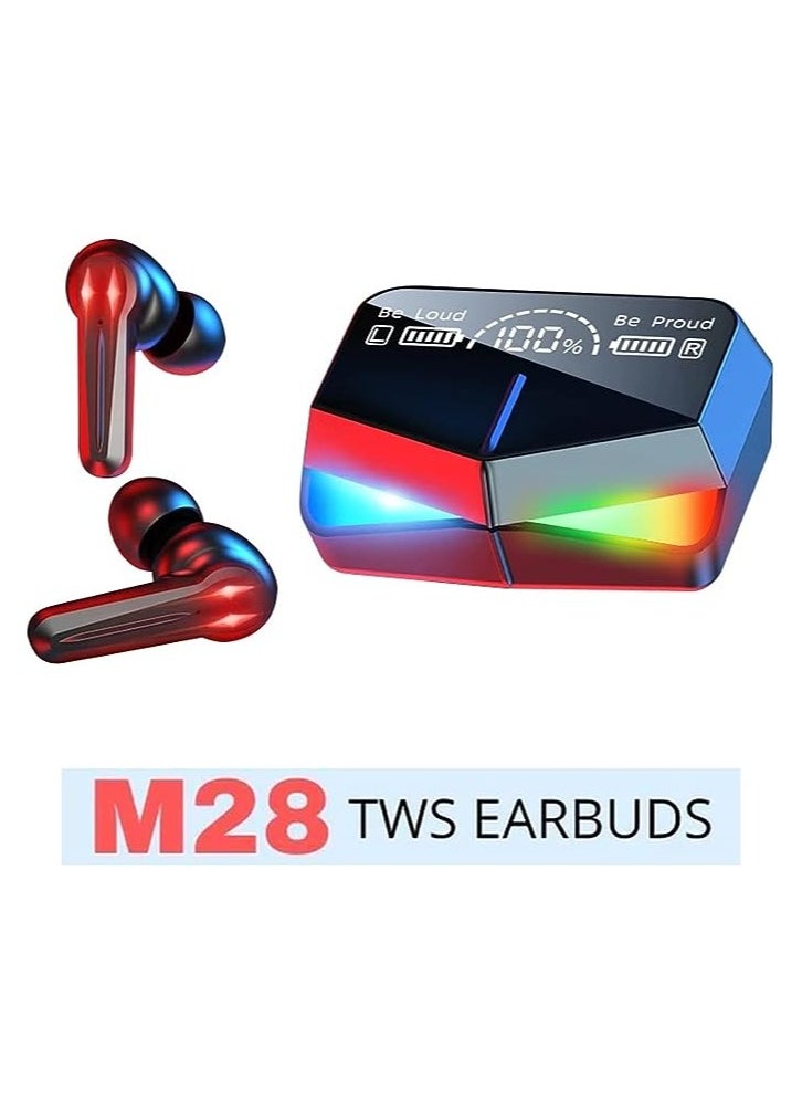 Generic - M28 Wireless Earbuds TWS Bluetooth 5.1 Earphones Touch Control Headphones Microphone Mirror Screen Mini LED Display Excellent Sound Ensure Fast & Stable Connection Waterproof - Image 1