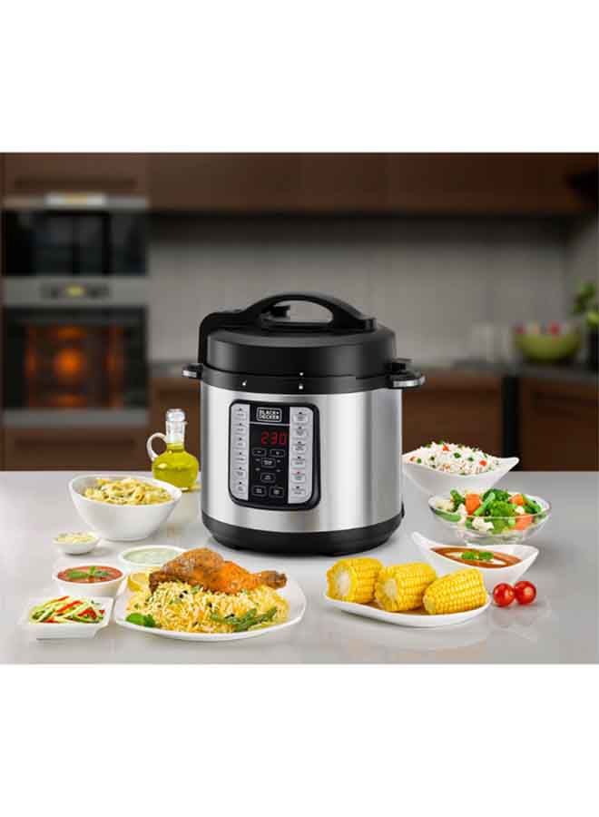 BLACK+DECKER EZ Smart Steam Pot, Multi-Cooker, 7-in-1 Programmable Electric Pressure Cooker, Digital LED Display, Overheating Protection, Delay Timer, (Open box) 6 L 1000 W PCP1000-B5 Silver/Black - Image 3
