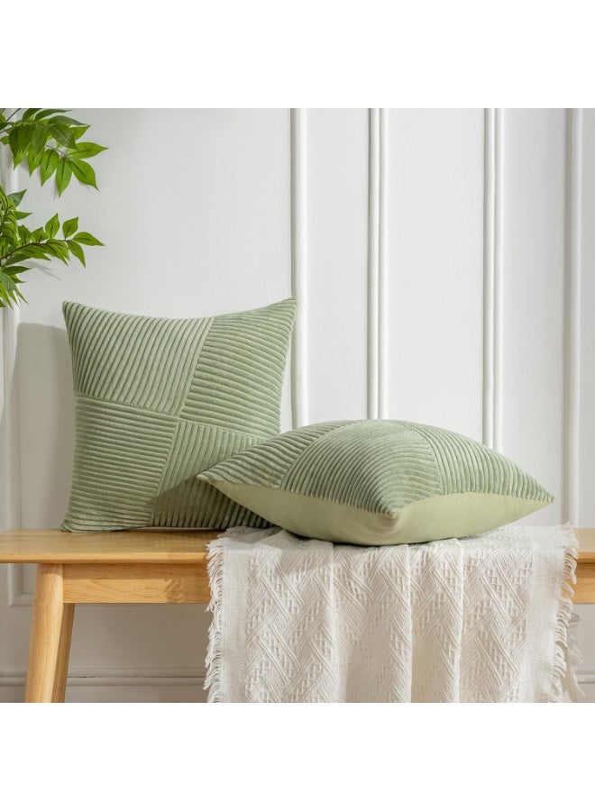 Home Care Cushion Covers 40x40 Grass Green Cushion Covers Soft Corduroy Pillow Case Modern Luxury Decorative Cushion Cover for Living Room Bedroom Sofa Bed Deco, 2 Pieces  - Image 2