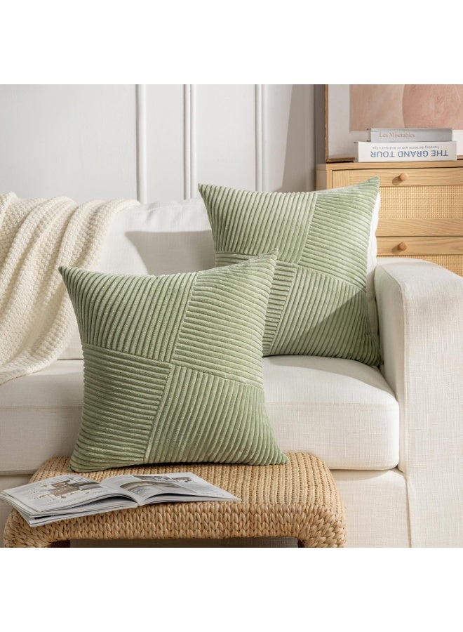 Home Care Cushion Covers 40x40 Grass Green Cushion Covers Soft Corduroy Pillow Case Modern Luxury Decorative Cushion Cover for Living Room Bedroom Sofa Bed Deco, 2 Pieces  - Image 4