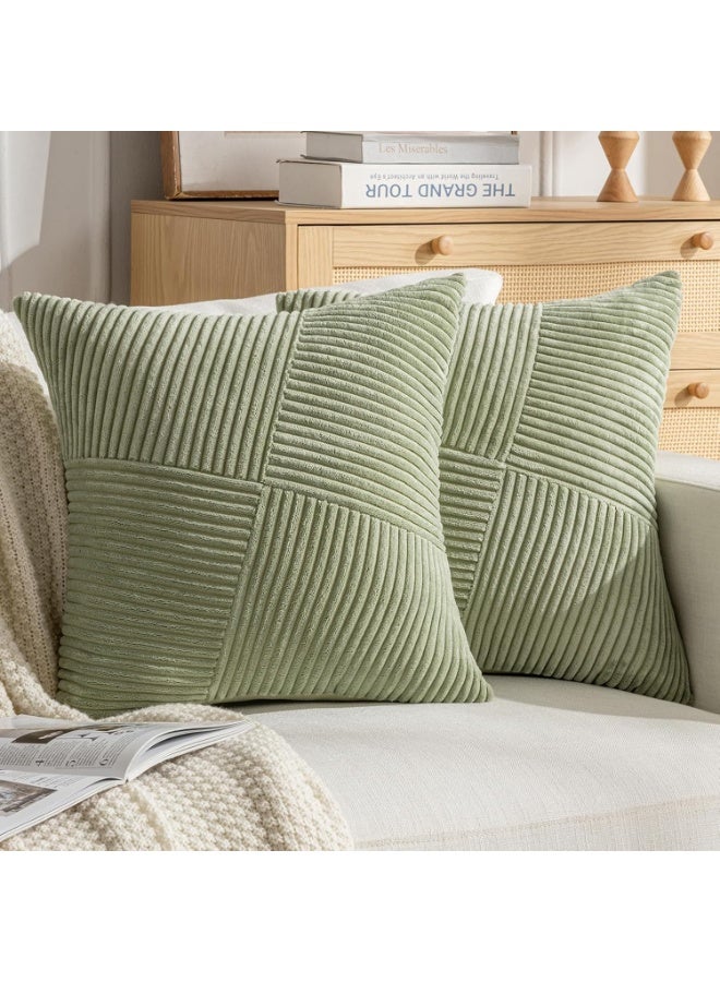 Home Care Cushion Covers 40x40 Grass Green Cushion Covers Soft Corduroy Pillow Case Modern Luxury Decorative Cushion Cover for Living Room Bedroom Sofa Bed Deco, 2 Pieces  - Image 1