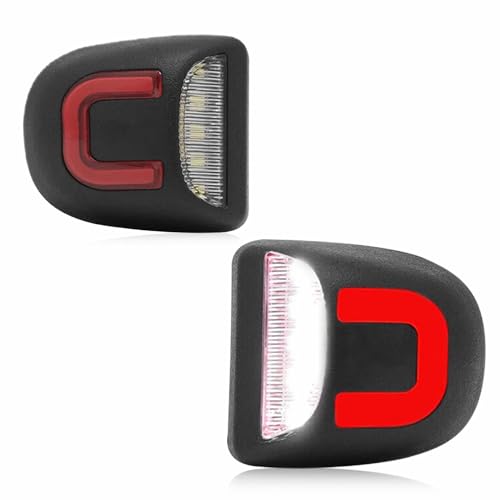 LESAUCE Red U-shaped LED License Plate Lights Tag Lamp Assembly Replacement for Chevy Silverado 1500 2500 3500 Suburban Tahoe GMC Sierra Yukon XL, 6000K White, Pack of 2 - Image 1
