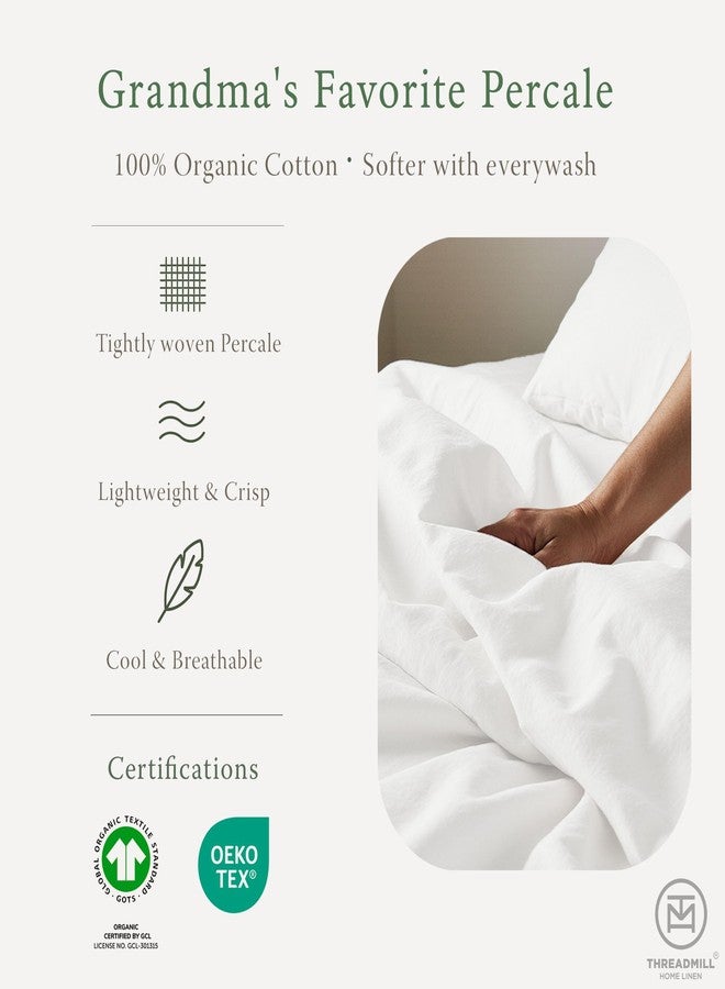 Threadmill 100% Organic Cotton Sheets for Queen Size Bed | GOTS Certified - Percale Sheets Queen - Soft Cooling Sheet - Deep Pockets | 4 Piece Set - Image 2
