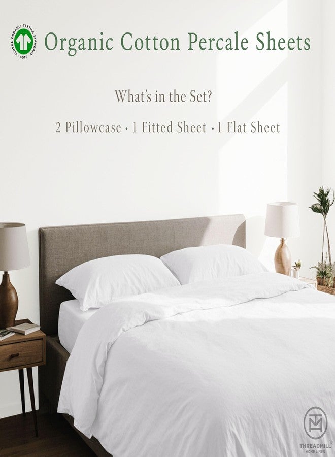 Threadmill 100% Organic Cotton Sheets for Queen Size Bed | GOTS Certified - Percale Sheets Queen - Soft Cooling Sheet - Deep Pockets | 4 Piece Set - Image 3