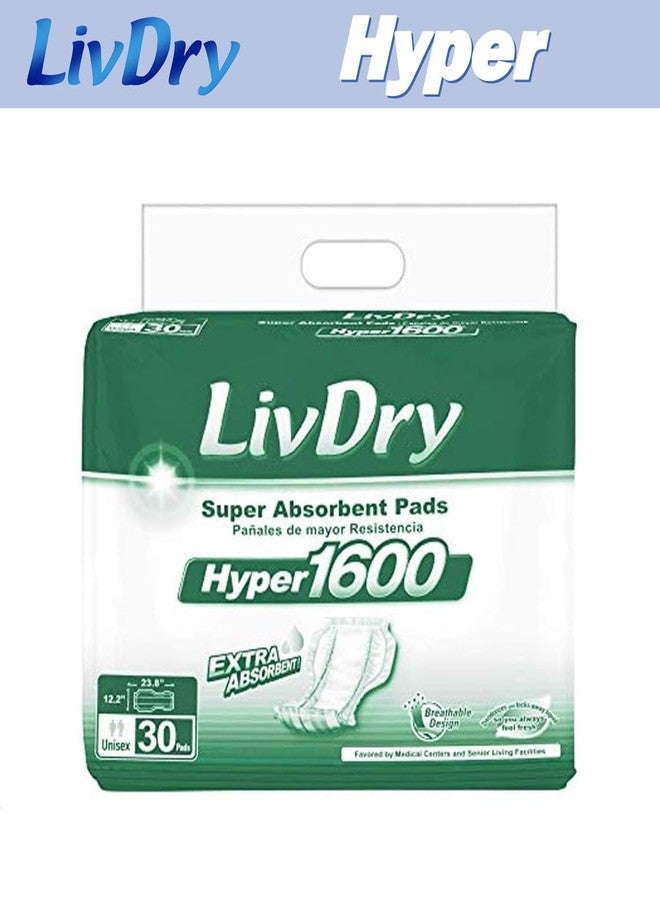 ليفدري حشوة امتصاص عالية من LivDry لسراويل سلس البول وحفاضات البالغين، للنساء والرجال، هايبر 1600 (30 قطعة) - Image 2