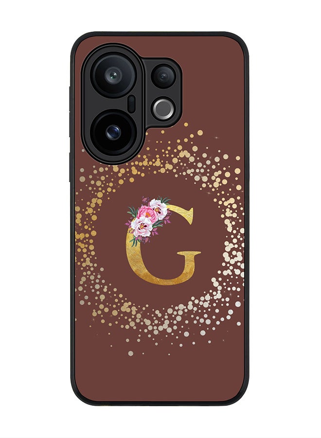 Stylizedd For vivo X200 FE / S30 Pro mini Case,Slim fit Camera Protection, Shockproof Thin Phone cover  - Custom Monogram Floral - G  (Brown )
