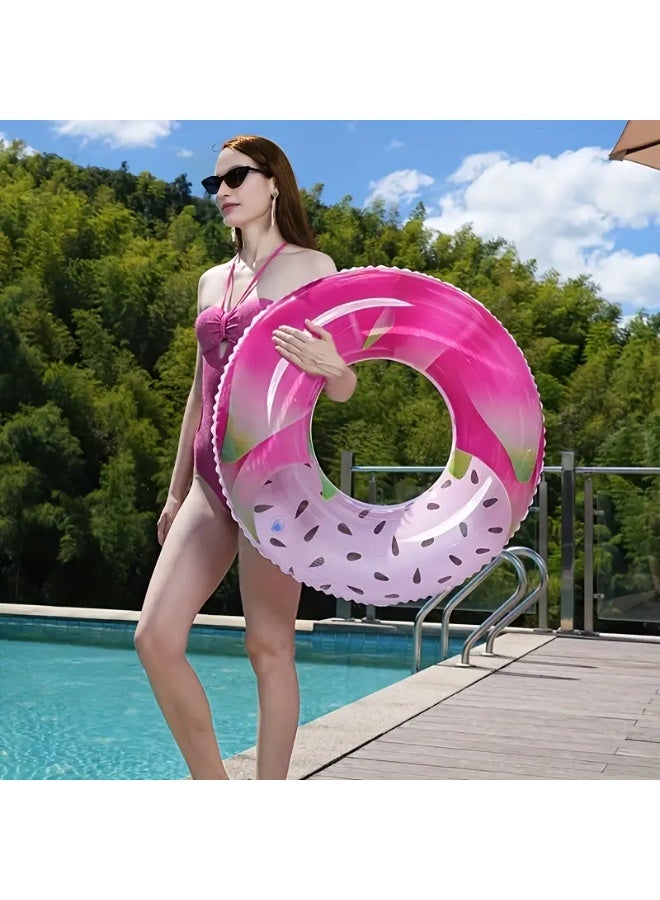 Goolsky 1pc Adult Inflatable Swimming Ring - Durable PVC with Fun Fruit Pattern, Pink & Green Design, Perfect for Pool Parties, Outdoor Fun, and Holiday Celebrations (Valentine's Day, Women's Day, Mother's Day, Independence Day), Summer Pool Fun | Vibrant Swimming Ring | Leisure Water Toy - Image 5