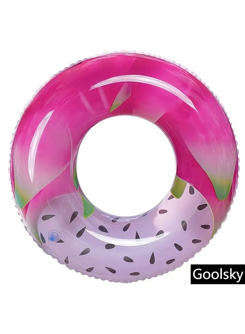 Goolsky 1pc Adult Inflatable Swimming Ring - Durable PVC with Fun Fruit Pattern, Pink & Green Design, Perfect for Pool Parties, Outdoor Fun, and Holiday Celebrations (Valentine's Day, Women's Day, Mother's Day, Independence Day), Summer Pool Fun | Vibrant Swimming Ring | Leisure Water Toy - Image 1