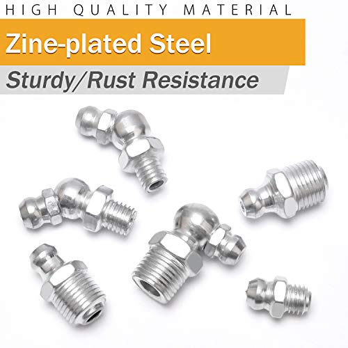 VIGRUE 245Pcs SAE & Metric Grease Fittings Assortment Kit, 1/4-28 1/8-27 M6 M10 Zerk Grease Fittings in Straight, 45, 90 Degree for Grease Gun - Image 2