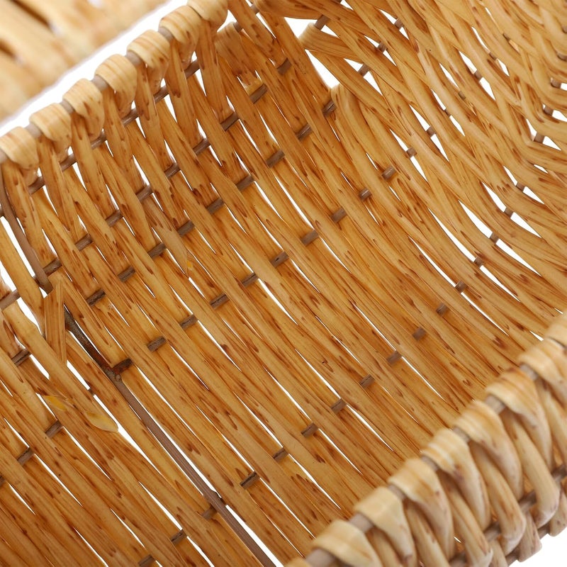 Woven Flower Girl Basket with Handle Hand-Woven Beige Storage Basket for Daily Supplies and Photo Props - Image 4