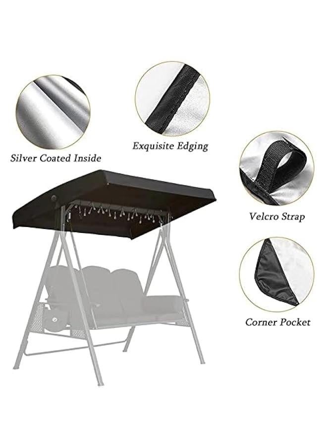 73Hours Outdoor Swing Canopy Replacement,2 or 3 Seater Universal Replacement Canopy Waterproof Patio Hammock Swing Top Cover,Garden Furniture Cover for Patio(Only Canopy Cover) - Image 4