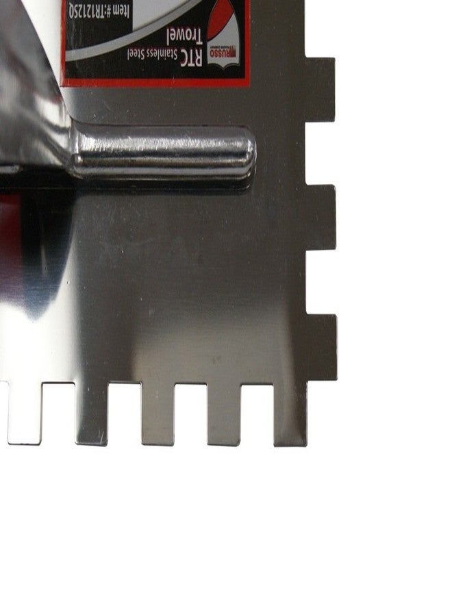 RTC 1/2 x 1/2 Inch Square Notch Stainless Steel Tile Trowel - Image 3