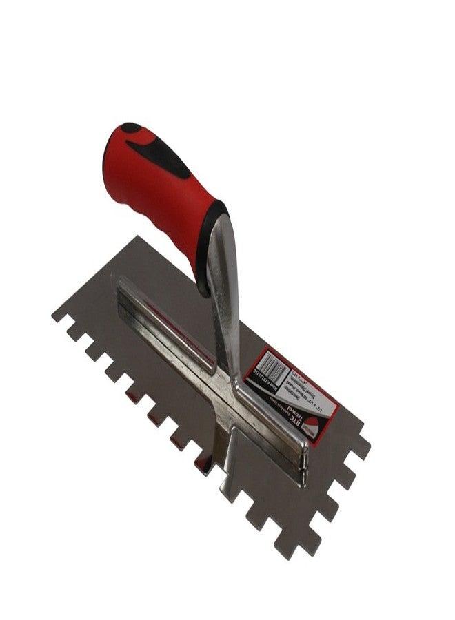 RTC 1/2 x 1/2 Inch Square Notch Stainless Steel Tile Trowel - Image 1