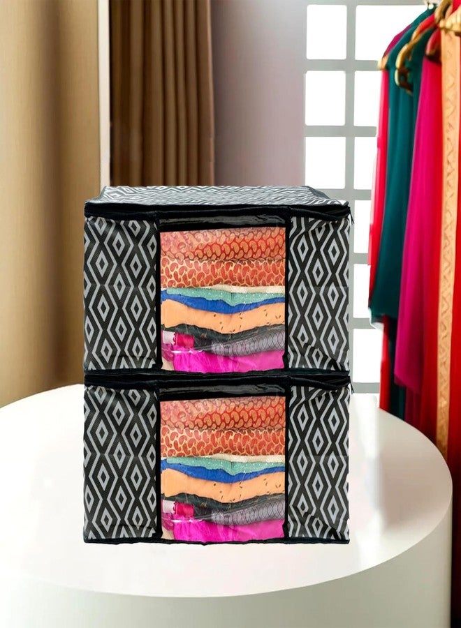 Shaping Fabric Garment Cover Non-Woven 90 GSM with Transparent Window & Double Metal Zipper - Pack of 2 | Dustproof Clothes Storage Bag for Sarees, Suits, Jackets, Shirts SCXLRL1582493517524148525771 - Image 1