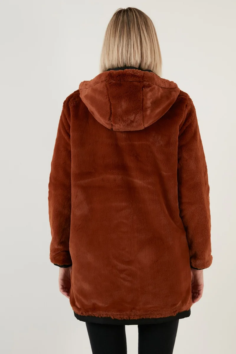 Lela Double Sided Regular Fit Faux Fur Inside Pocket Coat Women's Coat 6238067