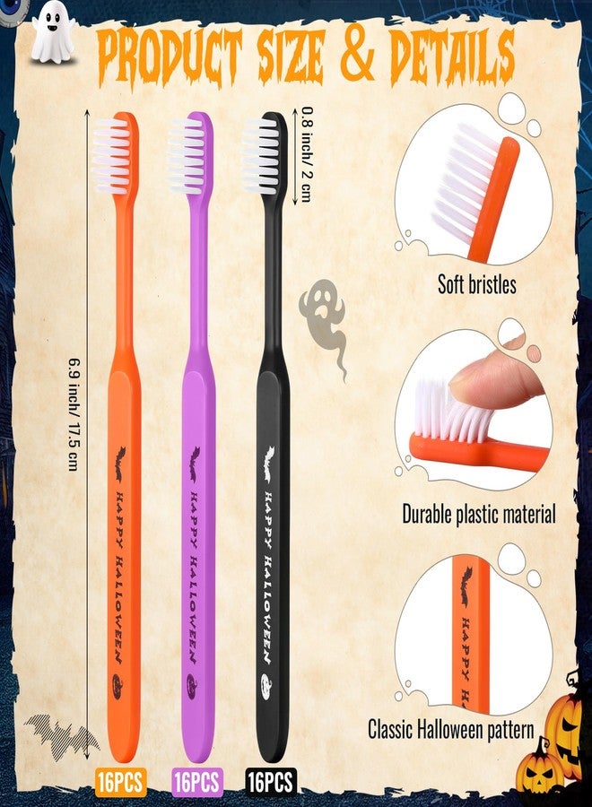 Willinglong Happy Halloween Toothbrushes, Individually Wrapped Toothbrush for Giveaways, Halloween Toothbrushes Spooky Dental Care Trick or Treat(48 Pcs) - Image 2