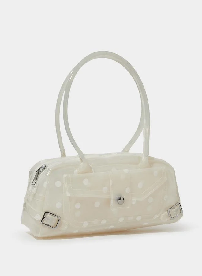 White Polka Dot Clear Pvc Handbag