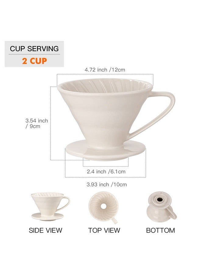 Ceramic Pour Over Coffee Dripper, Reusable Porcelain Portable Pour Over , Slow Brewing Accessories with 1 Holes for Home - White - Image 2