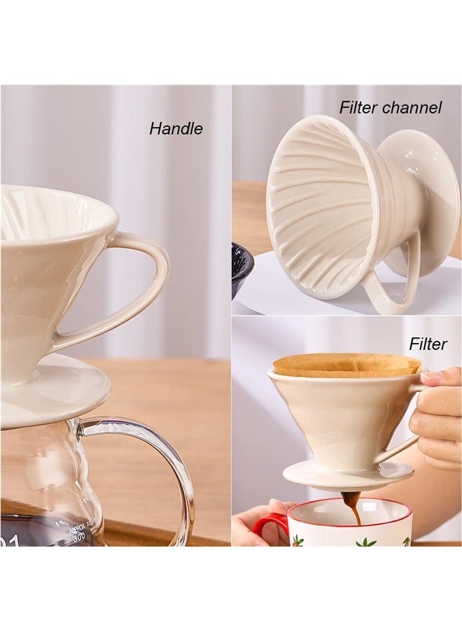 Ceramic Pour Over Coffee Dripper, Reusable Porcelain Portable Pour Over , Slow Brewing Accessories with 1 Holes for Home - White - Image 3
