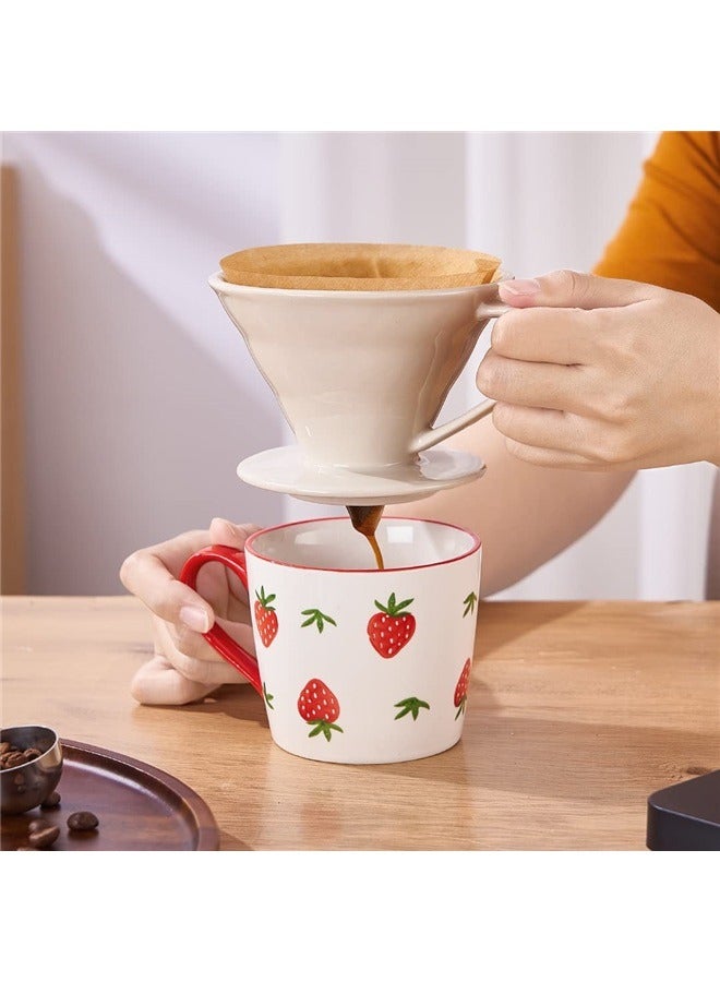 Ceramic Pour Over Coffee Dripper, Reusable Porcelain Portable Pour Over , Slow Brewing Accessories with 1 Holes for Home - White - Image 4
