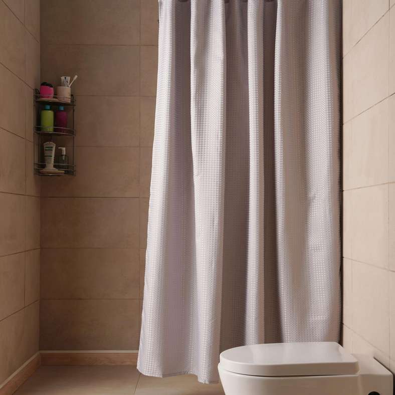 Pan Home Waffle Textured Shower Curtain 180cm x 180 cm -Grey
