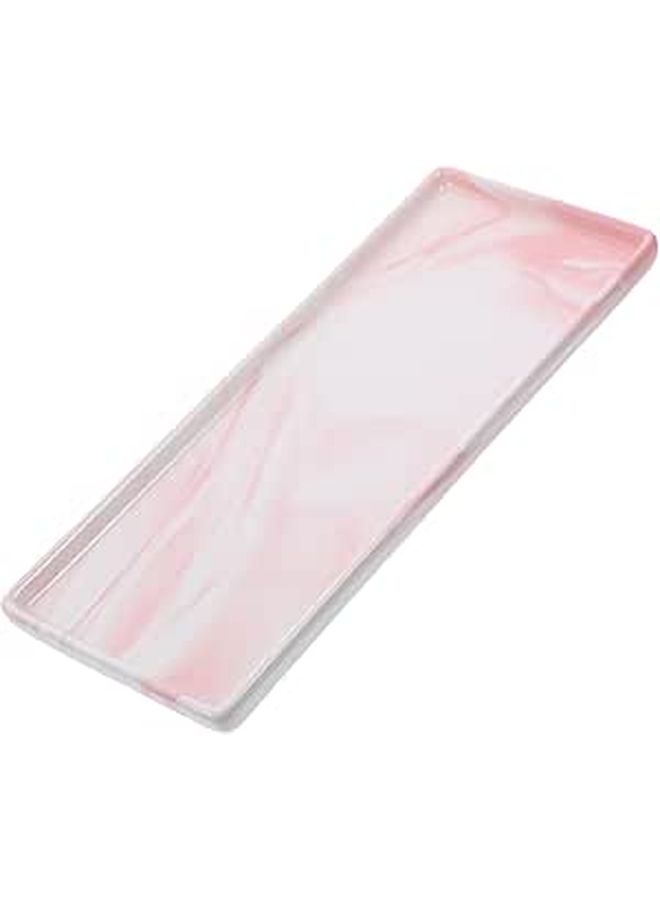 Large Marble Vanity Tray with Soap Dispenser Holder Rose Gold Bathroom Organizer - Image 1