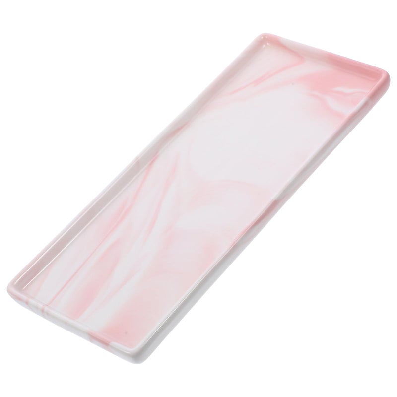 Large Marble Vanity Tray with Soap Dispenser Holder Rose Gold Bathroom Organizer - Image 2