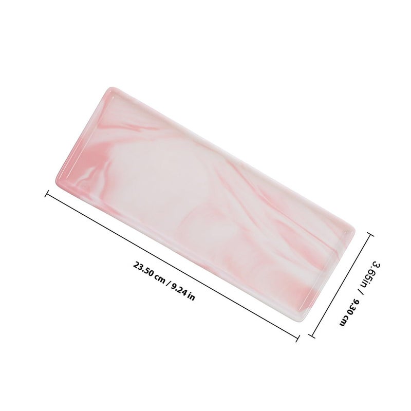 Large Marble Vanity Tray with Soap Dispenser Holder Rose Gold Bathroom Organizer - Image 3