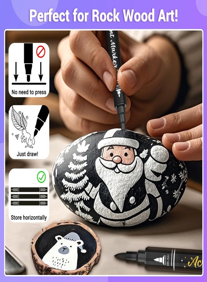 AKARUED Black Acrylic Paint Marker: 6 Pack black paint pen for Paper, Rock, Wood - Image 4