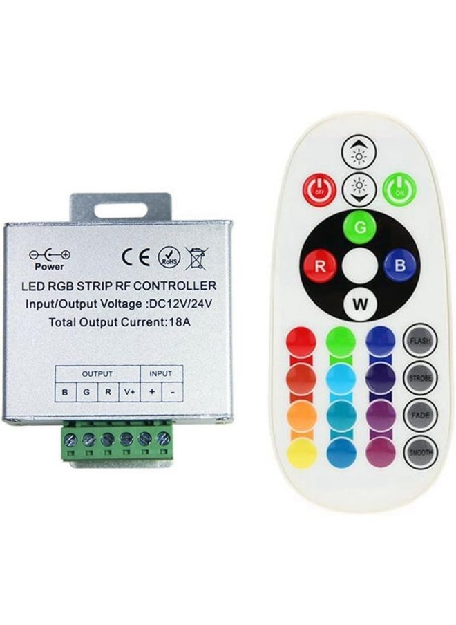 DC 12V-24V 18A LED Lights Controller 24Key RGB Remote Controller for 3528 5050 RGB LED Strip Lights, RGB Led Module Lights