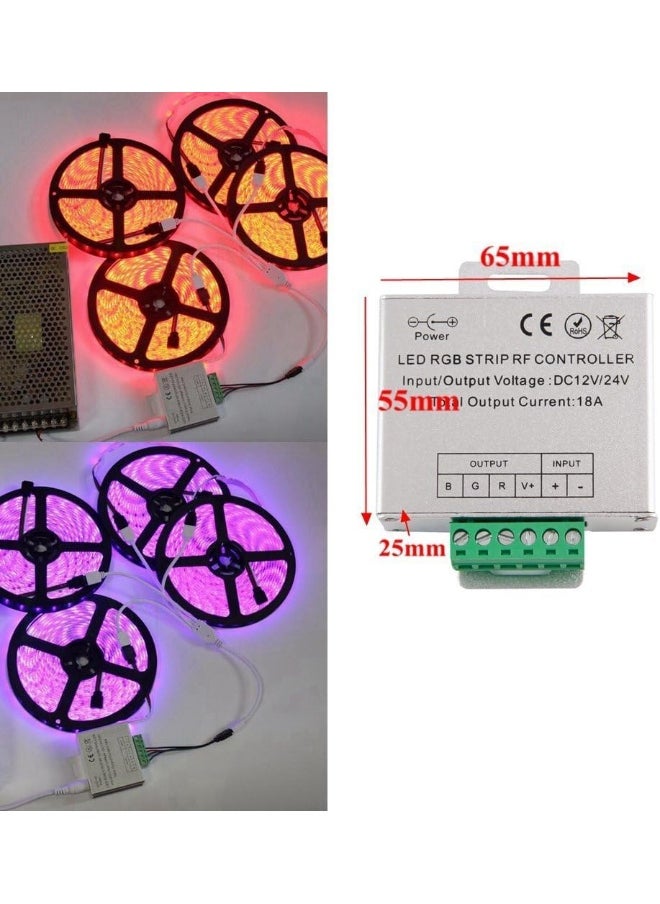 DC 12V-24V 18A LED Lights Controller 24Key RGB Remote Controller for 3528 5050 RGB LED Strip Lights, RGB Led Module Lights