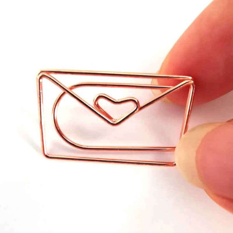 Rose Gold Book And Envelope Shaped Paper Clips Set Of 20 For Office School Organization - Image 4