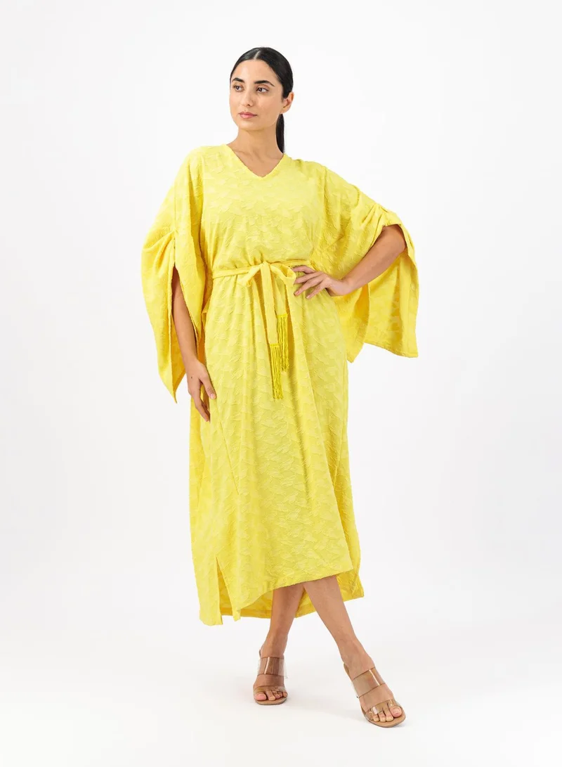 ELVA ELVA Casual Womens Dress with a Modern Design | Womens Dress made of Cotton Material with  V-neck and short sleeves | Fashionable to Wear on Various Occasions | Color Yellow, Sizes S,M,L