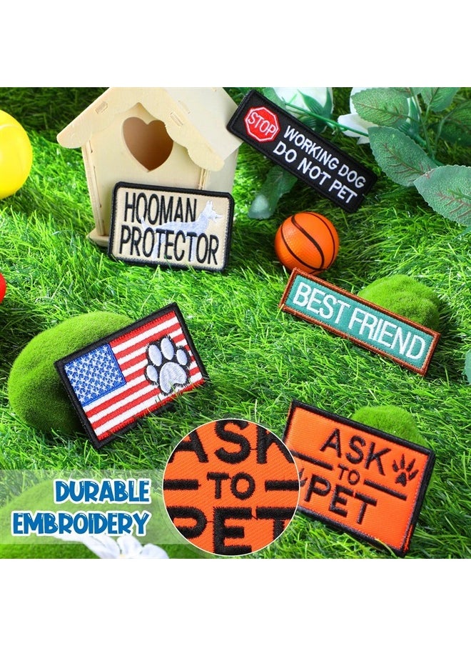 12 Pieces Dog Patches for Service Dog Vest Removable Tactical Hook Loop Harness Patch Set Service Dog Patch Embroidered in Training Patch Animal Working Dog Patch for Vest Harnesses Collars Leashes